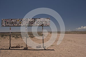 Tropic of Capricorn sign in Namib desert, Namibia