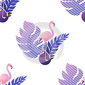 Tropic flamingo seamless pattern