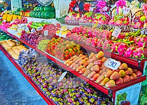 The tropic fruits in Tanin Market, Chaing Mai, Thailand