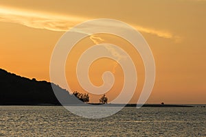 Tropic island sunset scene