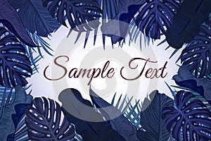 Tropic leaves background with frame for your text. Eps10 vector template.