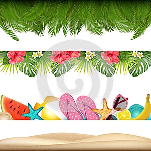 Tropic summer borders. Vector photo