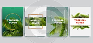 Tropical a4 covers set. Hawaiian exotics backgrounds collection. Palm leaves with frames. Use for your summer design