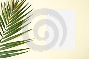 Tropical a5 mockup with palm leaf