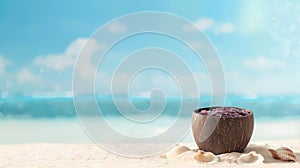 A Tropical Acai Bowl on Beach