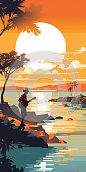 Tropical Adventure: Music Poster Of A Troubadour By The Kenya Coast