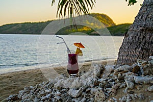 Tropical alcoholic/non alcoholic cocktail, Fiji Islands