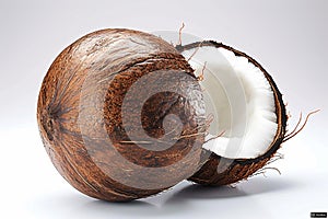 Tropical allure Coconut isolated on white background, ready for editing