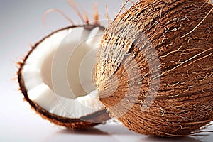 Tropical allure Coconut isolated on white background, ready for editing