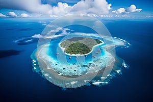 Tropical atoll island in ocean