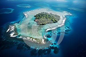 Tropical atoll island in ocean