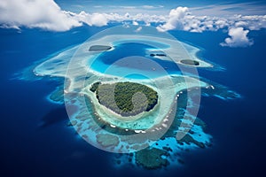 Tropical atoll island in ocean