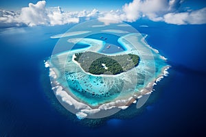 Tropical atoll island in ocean