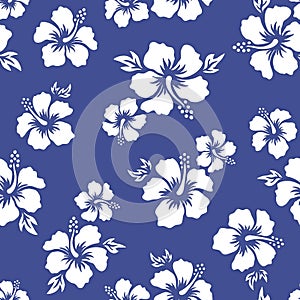 Tropical background with hibiscus flowers. Seamless hawaiian pattern. Exotic vector illustration