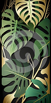 Tropical background with monstera leaves. Vector illustration. Eps 10