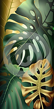 Tropical background with monstera leaves. Vector illustration. EPS 10