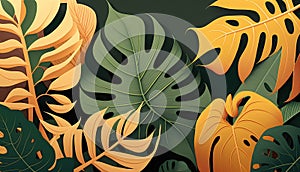 Tropical background with monstera leaves. Vector illustration EPS10