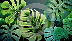 Tropical background with monstera leaves. Vector illustration for your design