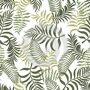 Tropical background with palm leaves. Seamless floral pattern. Summer vector illustration.