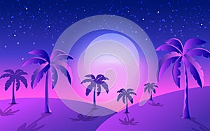 Tropical banner full moon