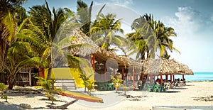 Tropical bar on a beach on Cozumel island, Mexico