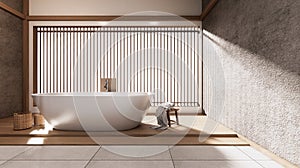 The Tropical bathroom japanese style .3D rendering