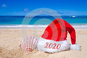 Tropical beach 2020 New Year background