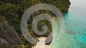 Tropical beach, aerial view. Tropical island.