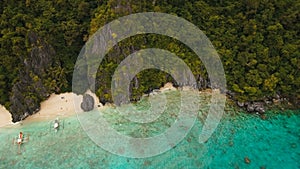 Tropical beach, aerial view. Tropical island.