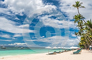 Tropical beach background from Alona Beach at Panglao Bohol photo