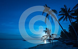 Tropical beach background of night view from Dumaluan Beach photo