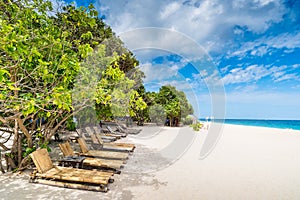 Tropical beach background from Puka Beach at Boracay island