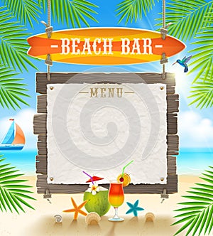 Tropical beach bar signboard photo