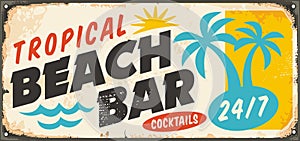 Tropical beach bar vintage sign board