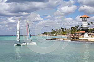 Tropical beach and boats