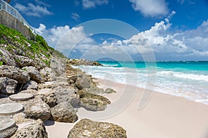 Tropical beach on the caribbean island (Crane beach, Barbados)