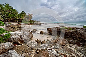 Tropical Beach on Caribbean Sea. Mexico