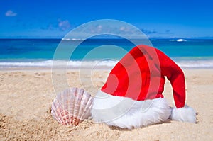 Tropical beach Christmas and New Year background
