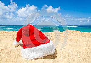 Tropical beach Christmas and New Year background