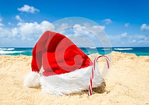 Tropical beach Christmas and New Year background