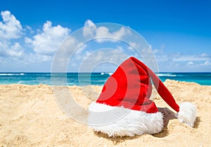 Tropical beach Christmas and New Year background