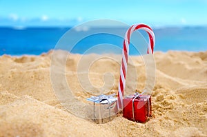 Tropical beach Christmas and New Year background