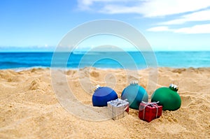 Tropical beach Christmas and New Year background