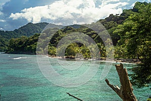 Tropical beach and deep jungle of Darien in sapzurro, Colombia. photo