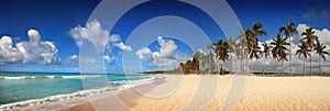 Tropical beach in Dominican Republic, panoramic photo