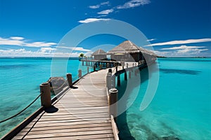 Tropical beach escape Maldives luxury resort, vivid seascape, and tranquility