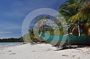 Tropical beach and fishing boat, Koh Rong, Cambodia