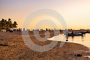 Sunset on the tropical island of Mauritius during summer.