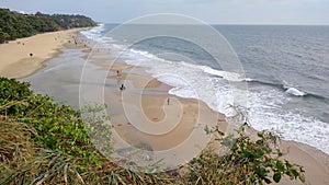 A tropical beach  from India. Varkala. Kerala. top angle view.