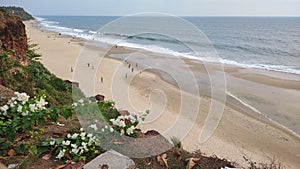 A tropical beach  from India. Varkala. Kerala. top angle view.